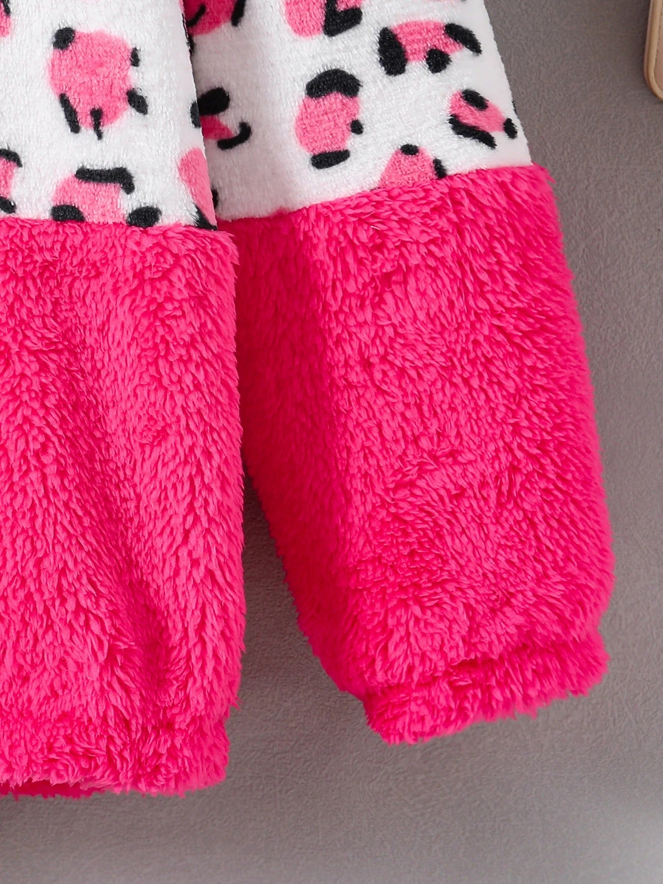 Children pink plush sweaters