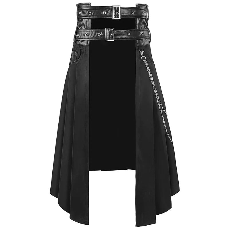 Gothic wrinkle skirt with chain details and buckles