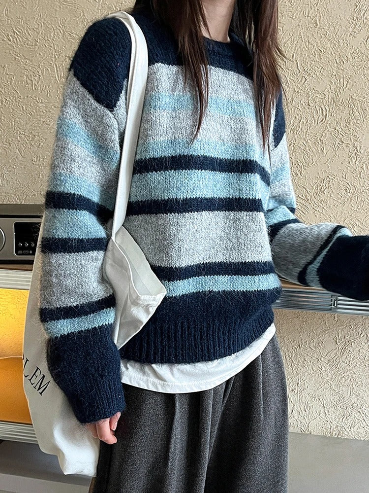 Striped knitting sweater