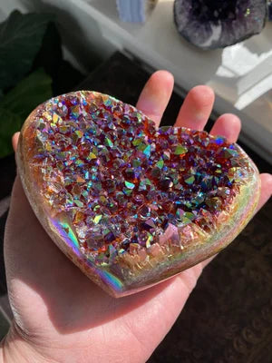 Aura™ - Angel Aura Heart Shaped Rainbow Crystal Cluster [Last Day Discount] 