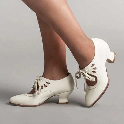 Orthopedic leather shoes with high heels