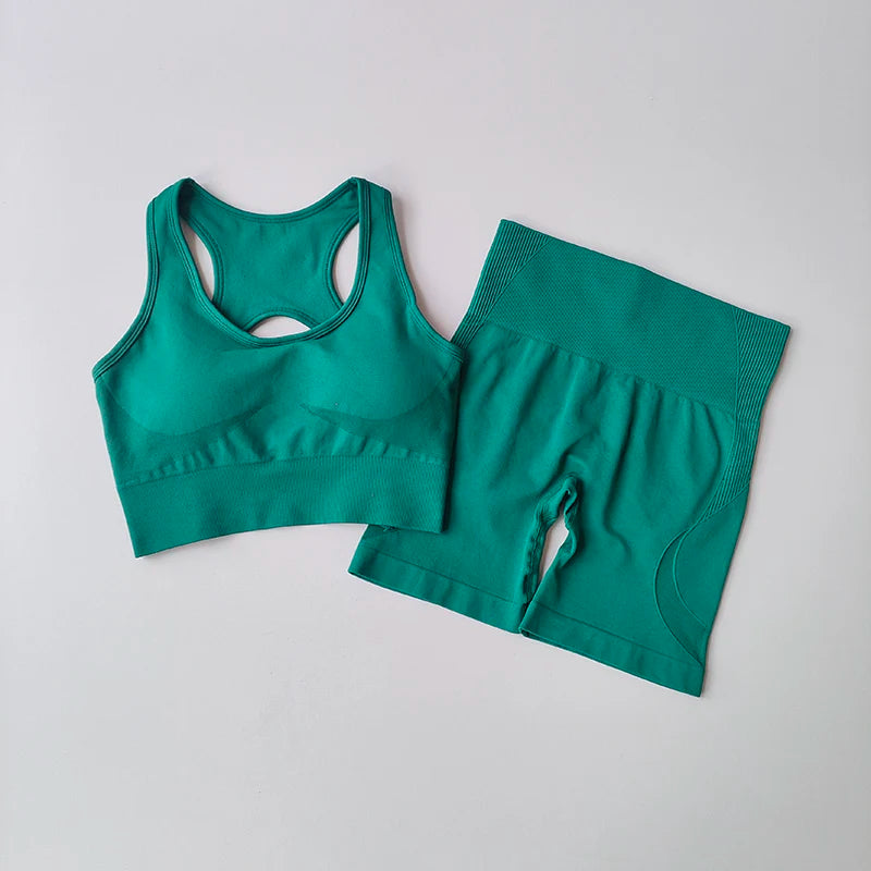 50% OFF TODAY! Seamless Active Duo High Waist Shorts and Sports Bra Set