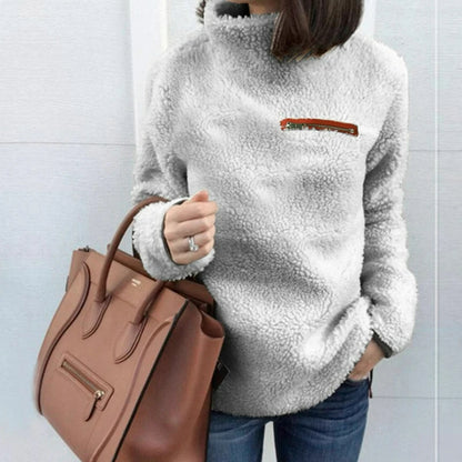 Roll collar sweater with teddy feed