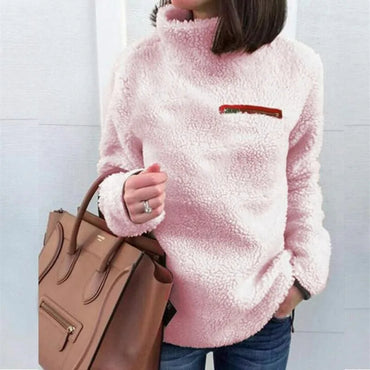 Roll collar sweater with teddy feed