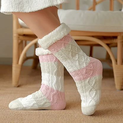 Non-slip indoor plush socks for women