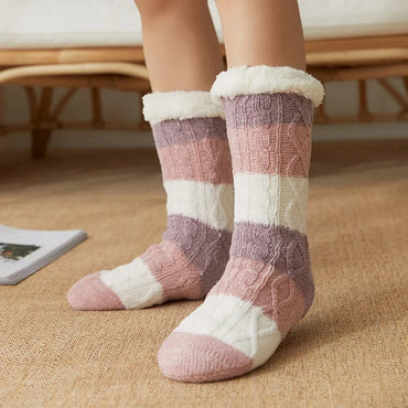 Non-slip indoor plush socks for women