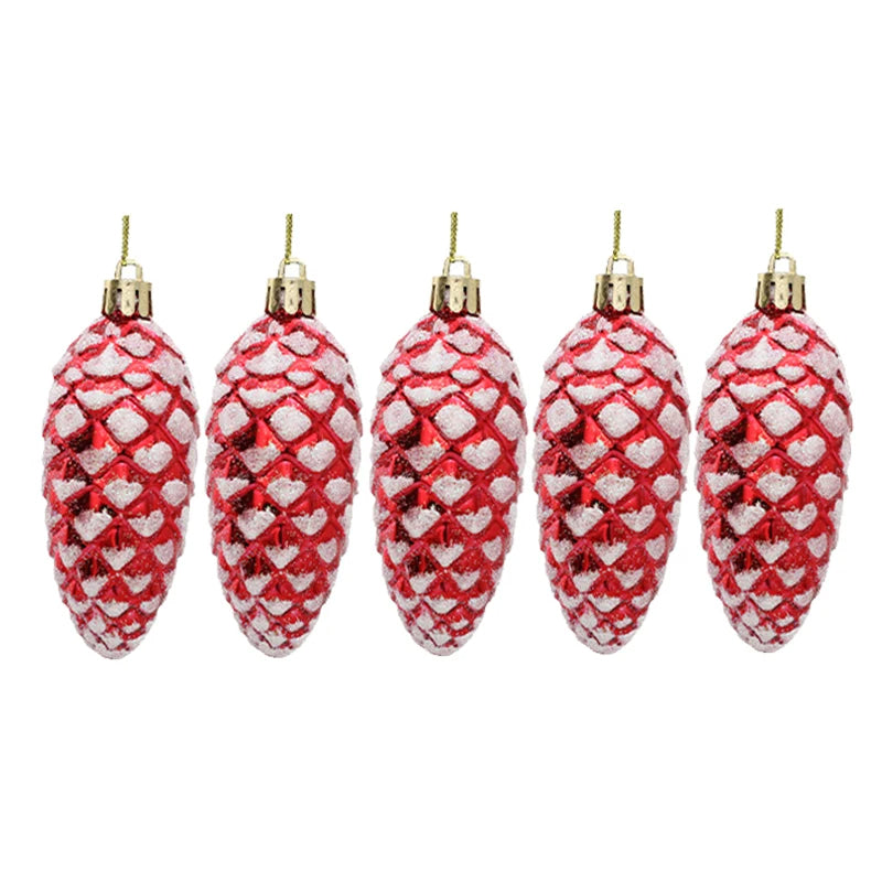 5-teiliges Weihnachts-Tannenzapfen-Ornament-Set