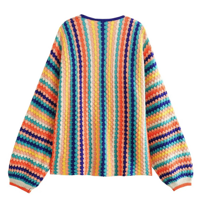 Rainbow-crochet festival sweater