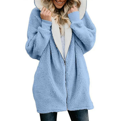 Winter fleece-hoodie sweater for women