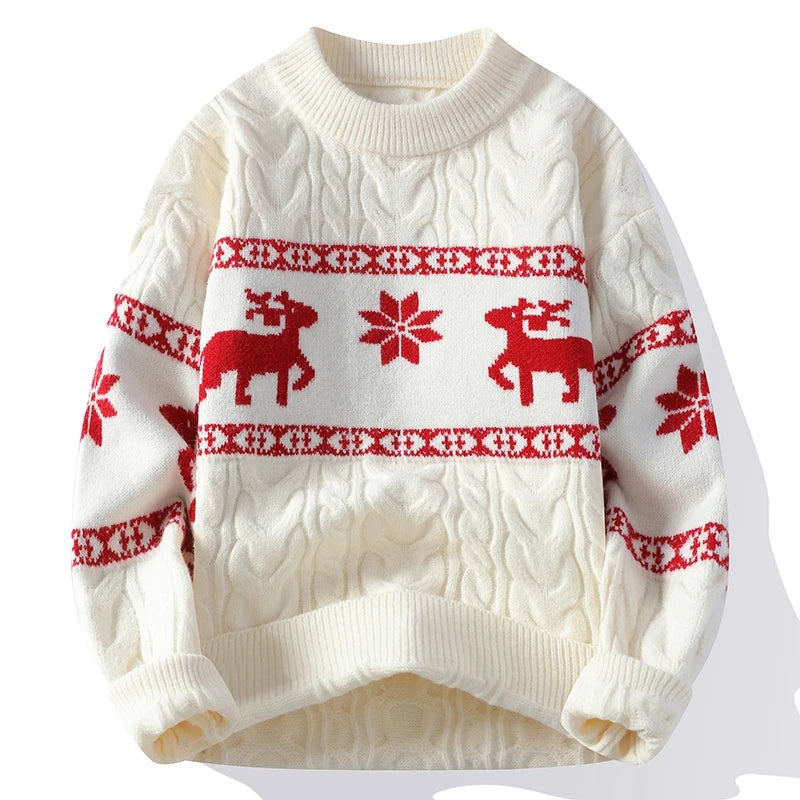 Korean Harajuku Christmas Sweater with Deer Pattern