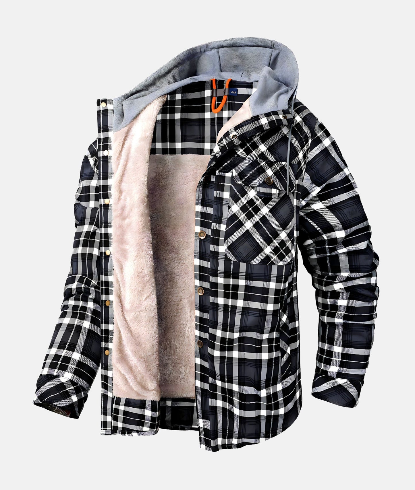 Fleece fed jacket with a flannel pattern