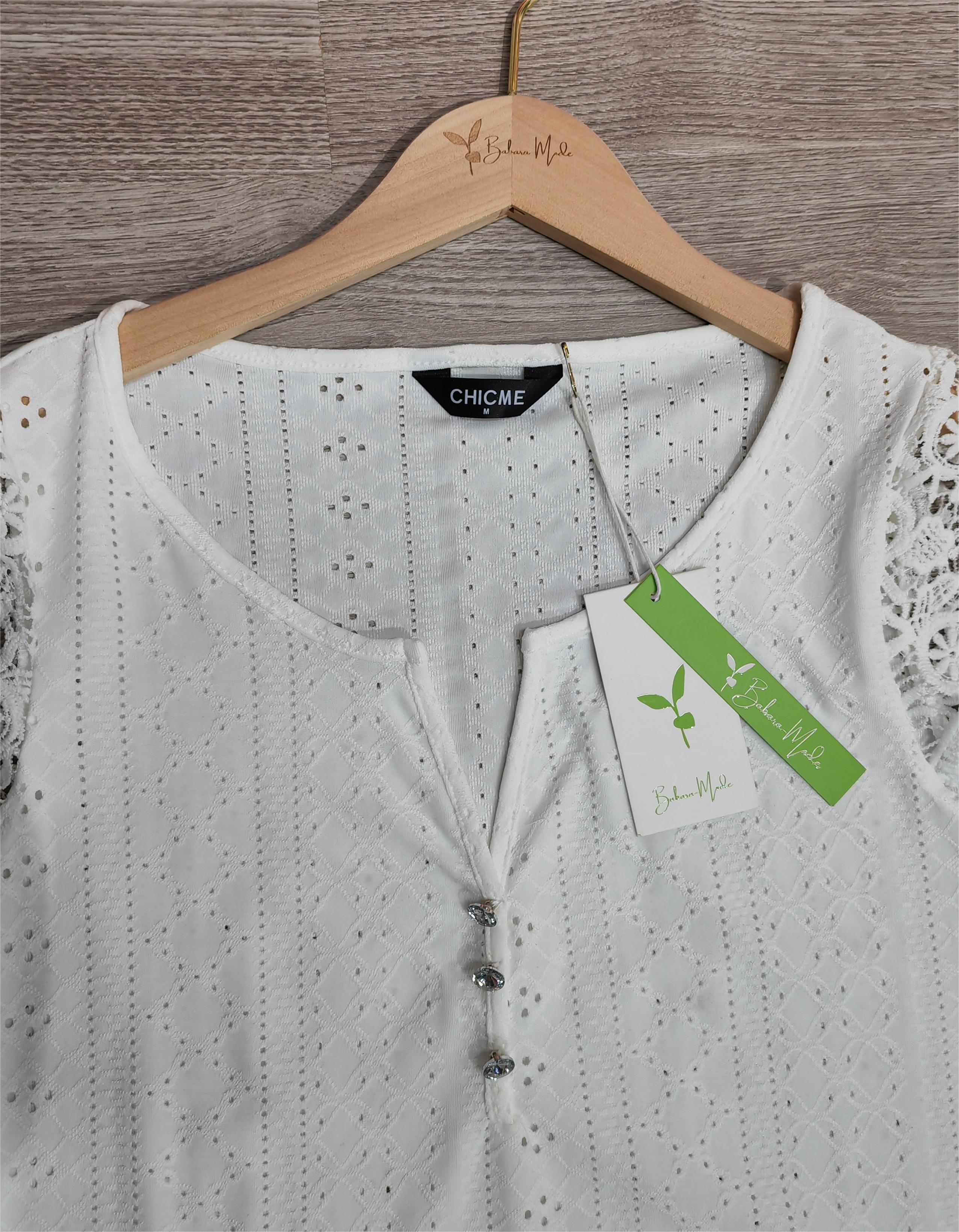 (50% off) Kamina™ - Charming White Summer Top with Lace Sleeves and V-Neck [Last Day Discount] 