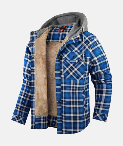 Fleece fed jacket with a flannel pattern