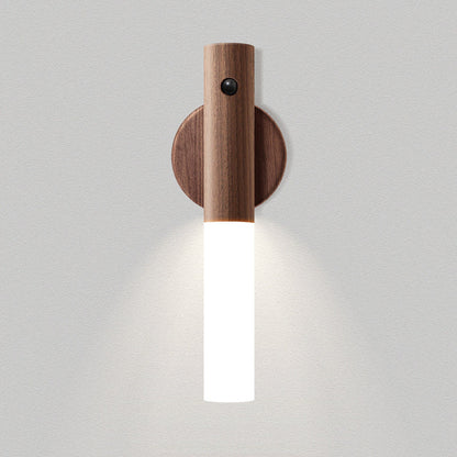 Magnetic, rechargeable wooden wall light