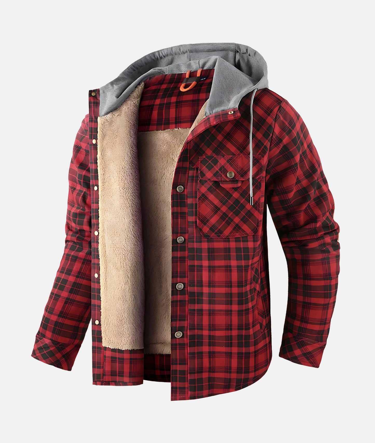 Fleece fed jacket with a flannel pattern