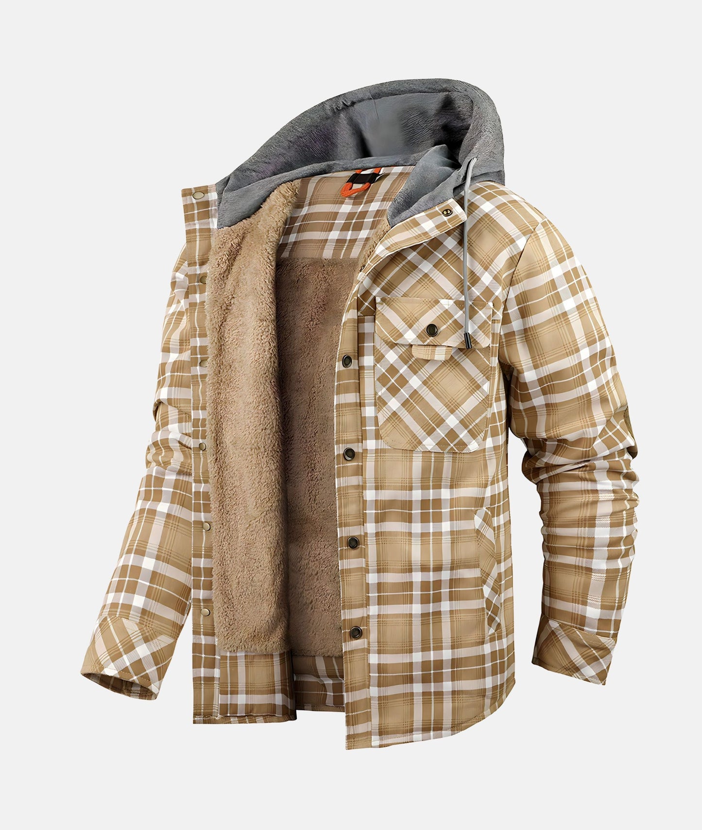 Fleece fed jacket with a flannel pattern