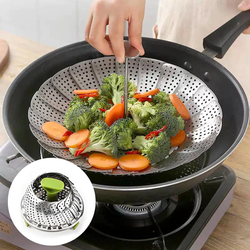 (1+1 Free)Kuchmi™ - Flower-shaped folding steel steamer - Prepare your meal without losing the nutrients! [Discount Sista Dagen]