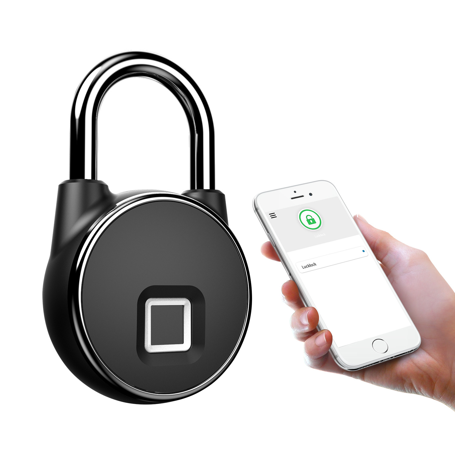 Black Anti-Theft Smart Fingerprint Padlock 