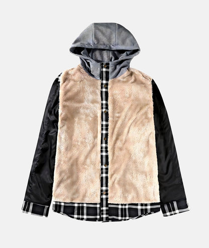 Fleece fed jacket with a flannel pattern