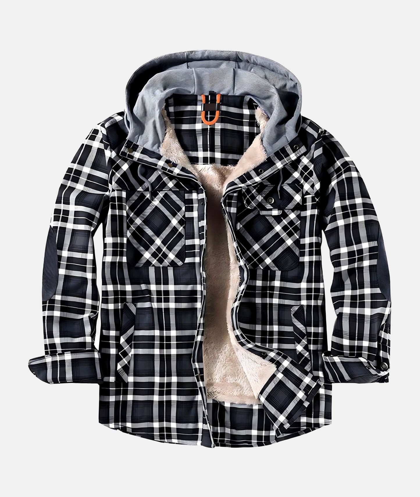 Fleece fed jacket with a flannel pattern