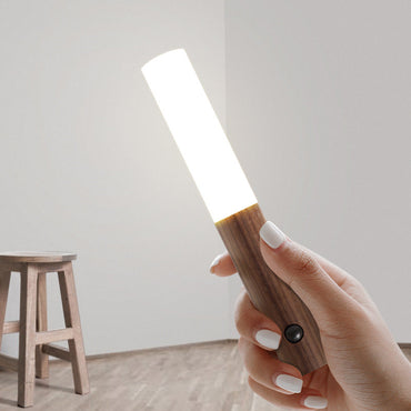 Magnetic, rechargeable wooden wall light