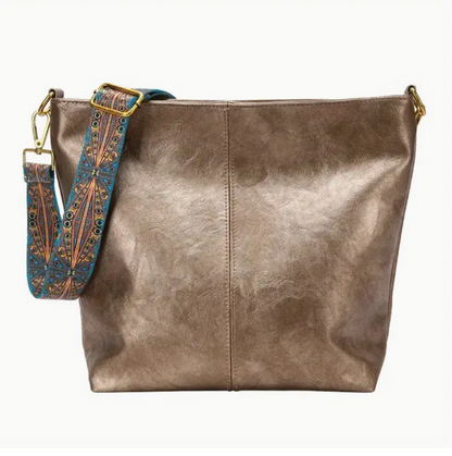 Faux leather shoulder bag