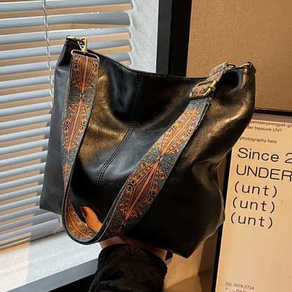 Faux leather shoulder bag