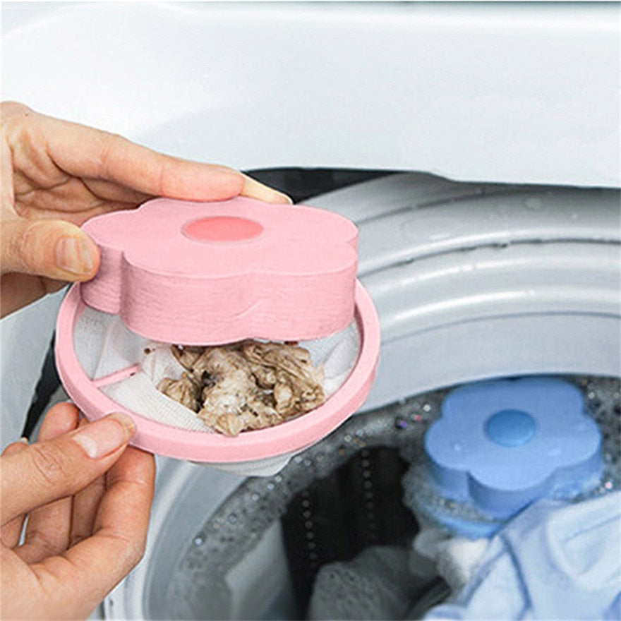 Flower Shape Mesh Filter Bag Laundry Ball Floating Washing Machine Filtration Hair Removal Device House Cleaning Tools