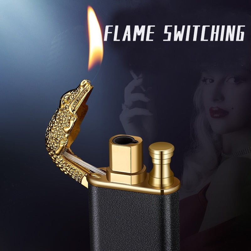 Flame metal lighter crocodile