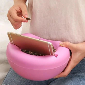 Snack bowl with a cell phone holder