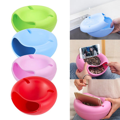 Snack bowl with a cell phone holder