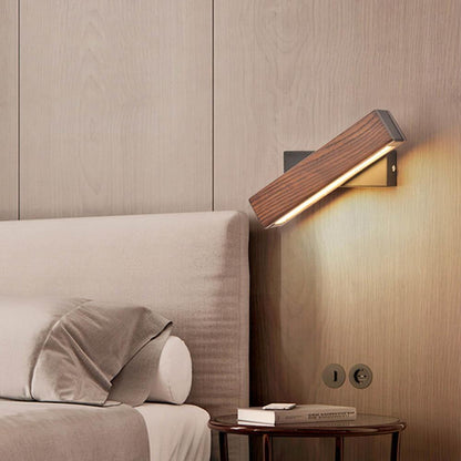 Rotatable LED wall lamp made of wood